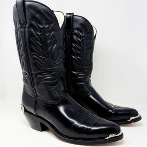Durango Black Leather Western Cowboy Boots Mens 13 EE Wide Silver Toe DB400